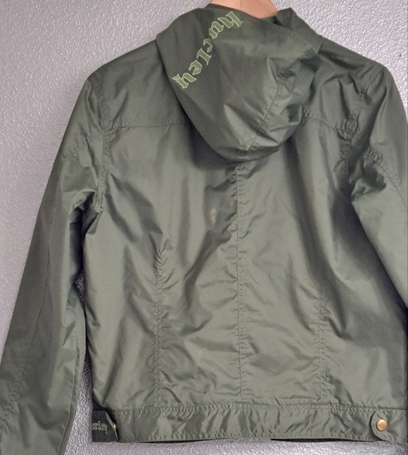 Hurley Olive Green Hooded Windbreaker   Size L - Picture 4 of 12